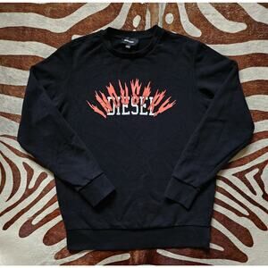 Diesel Industry Sweatshirt Black Graphic Spell Out Pullover Crewneck Medium
